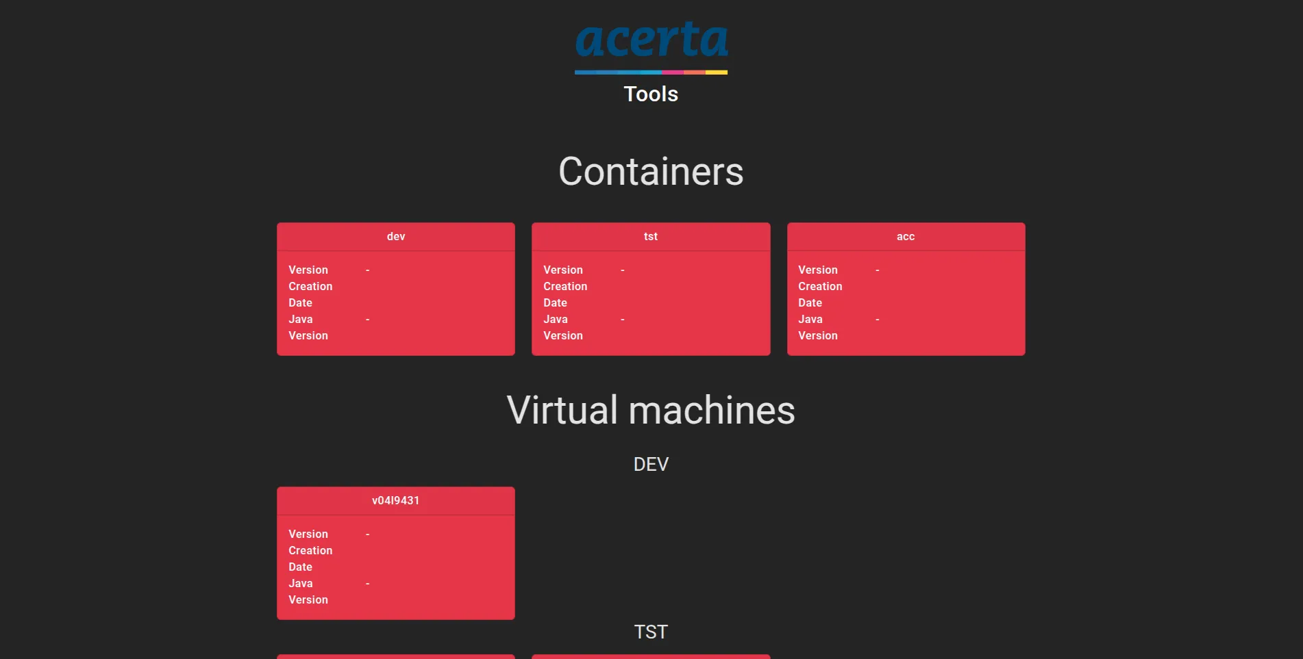 Server dashboard
